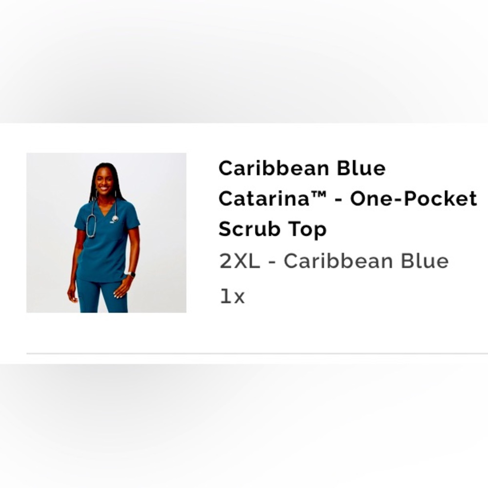 Figs Caribbean Blue Catarina One Pocket Scrub Top
